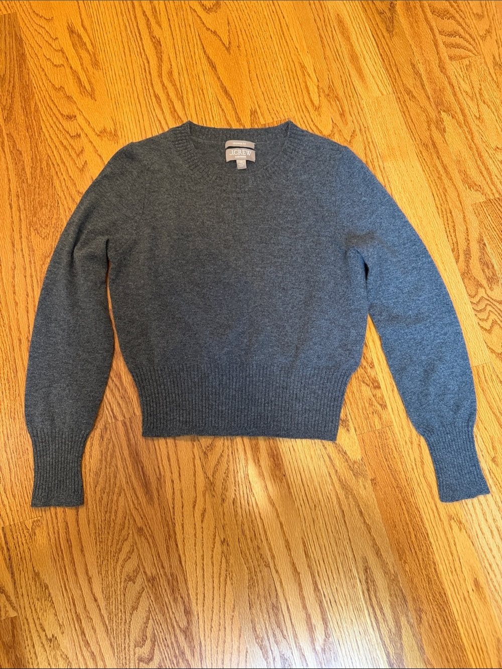 J. Crew Charcoal Crewneck Cropped Cashmere Sweater